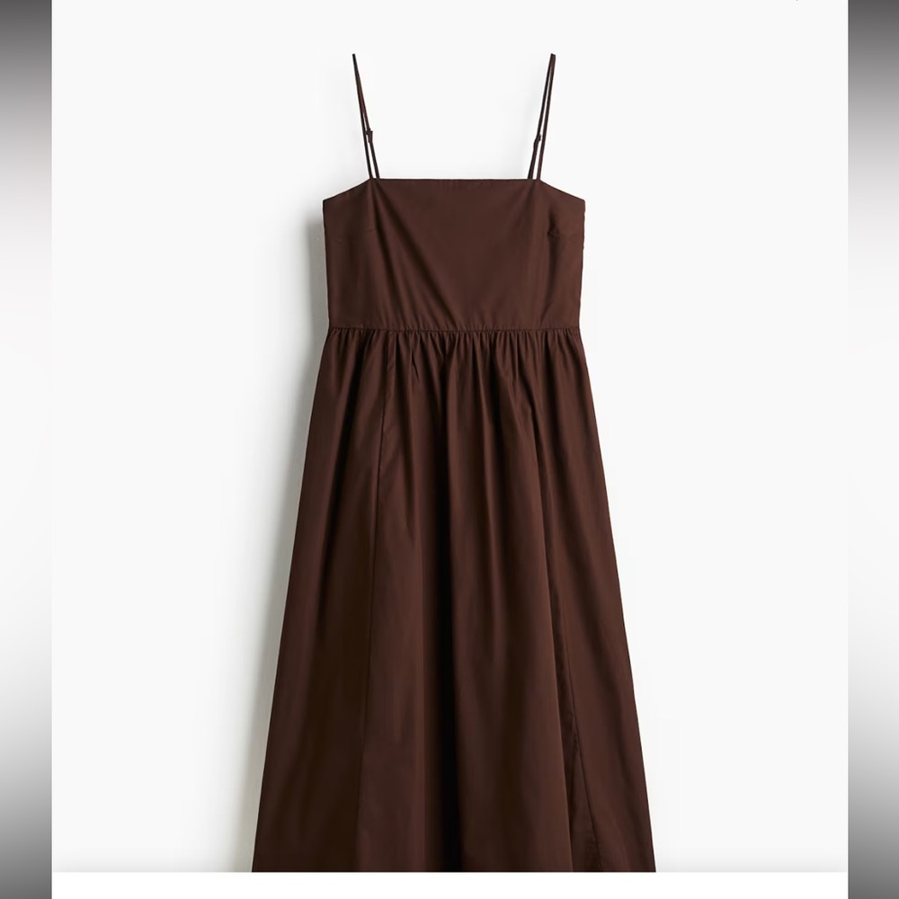 Zara COTTON STRAPPY DRESS dark brown small NWOT - Picture 2 of 12